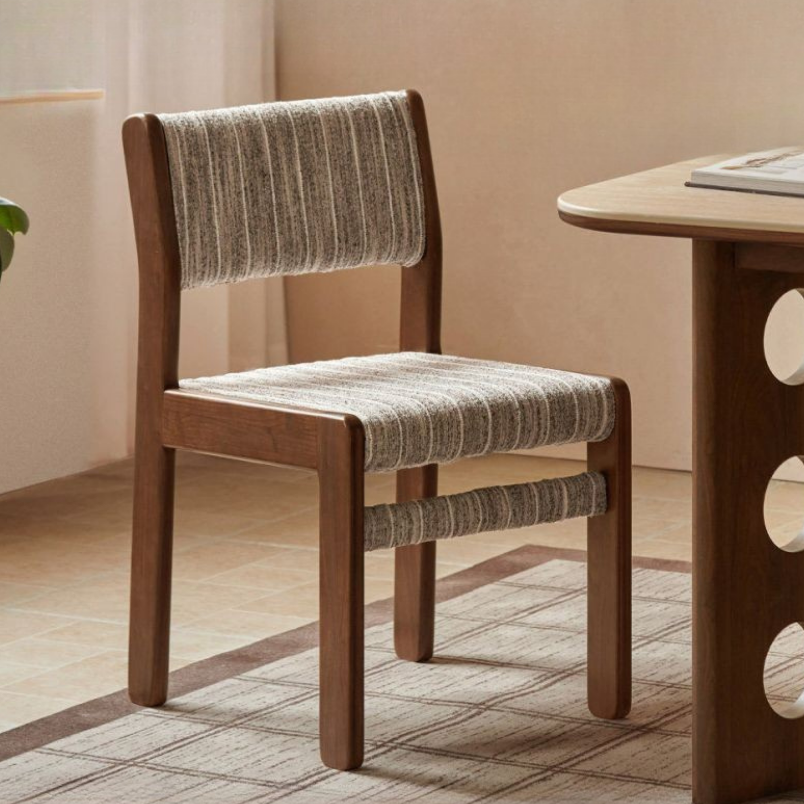 4 pcs -Black Walnut, Oak Solid Wood Modern Minimalist Block-Leg Dining Chair