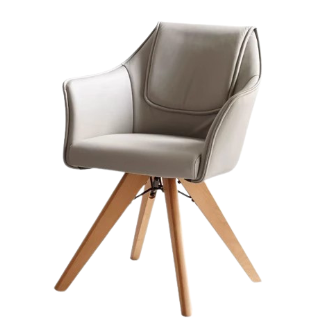 Beech Solid Wood Rotating Chair Organic Leather