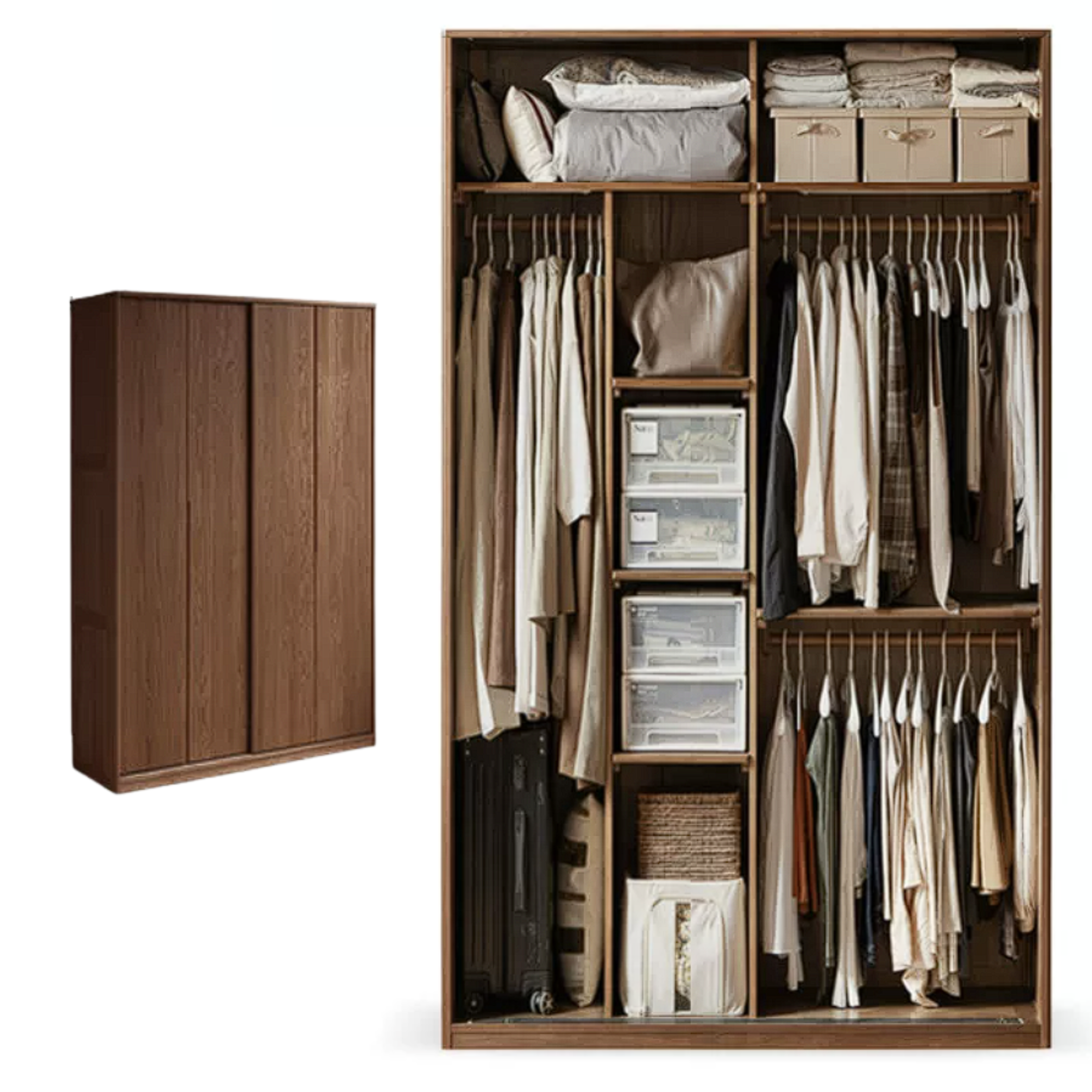 Oak Solid Wood Sliding Door Wardrobe.