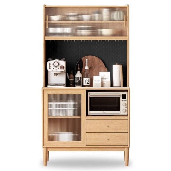 Ash Solid Wood Sideboard Multi-Functional Buffet Cabinet