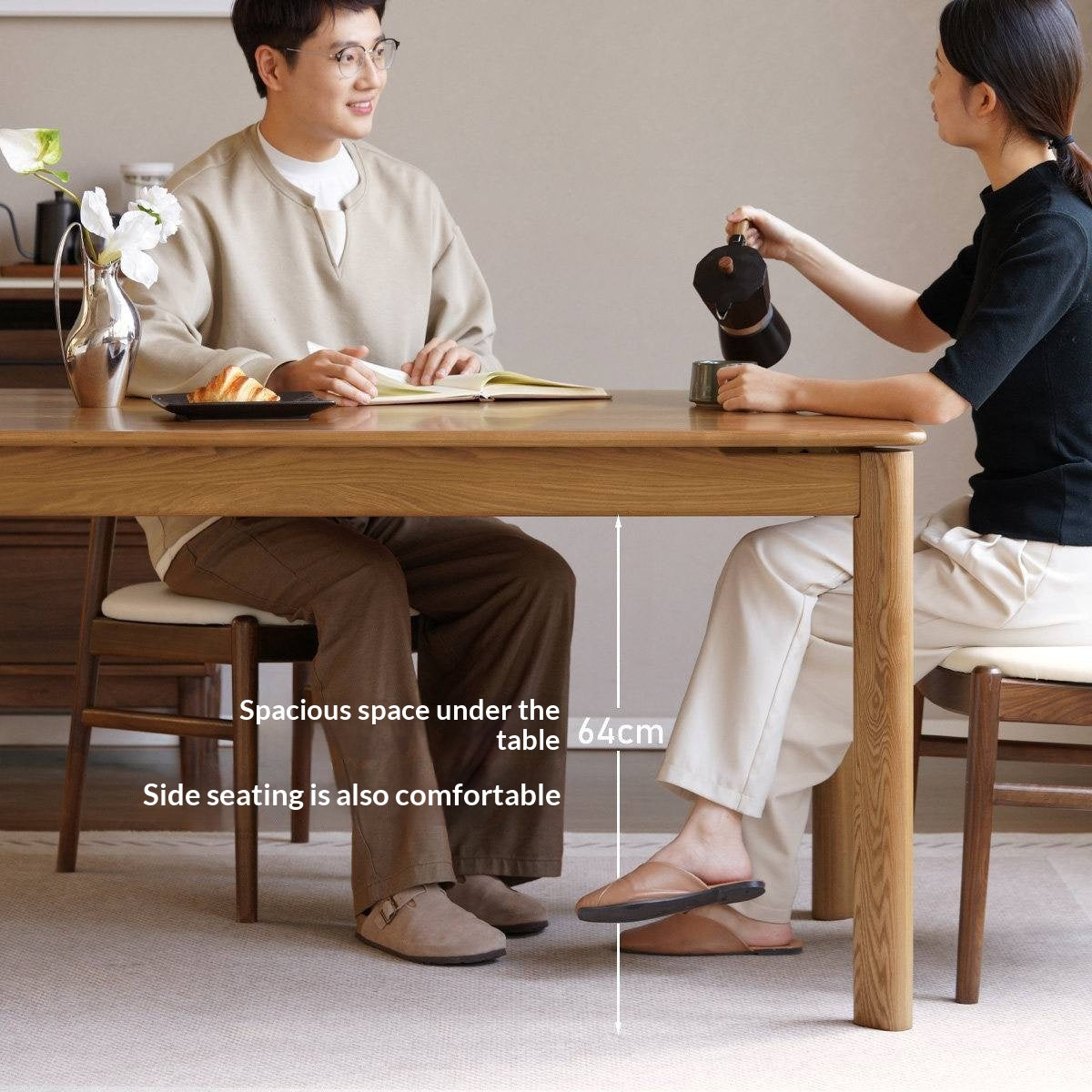 Ash Solid Wood Modern Minimalist Long Dining Table