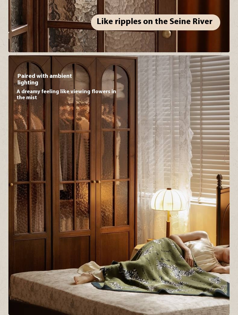 Solid Sandalwood French Retro Style Wardrobe