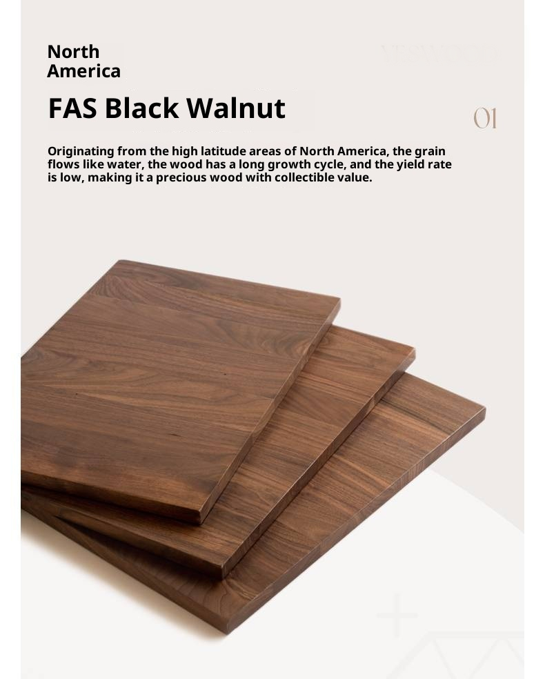 Black Walnut Solid Wood Italian Light Luxury Platform Bed, Headboard-Free Box Bed