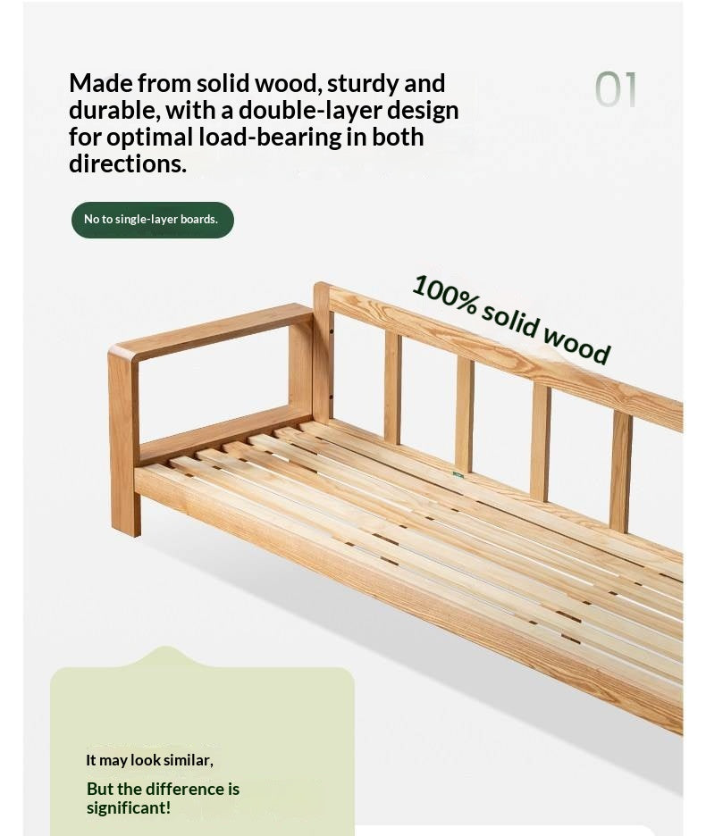 Oak Solid Wood Modern Fabric Sofa.