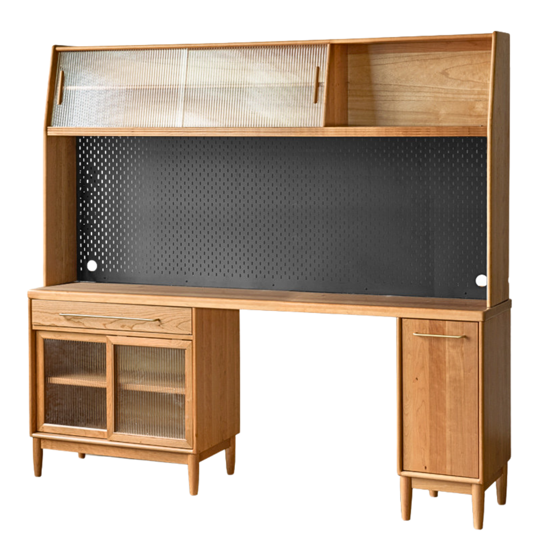 Cherry, Oak Solid Wood, Solid RubberWood Japanese Style Buffet Cabinet