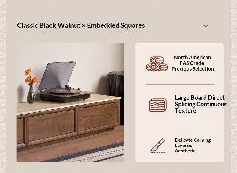 Black Walnut, Oak Solid Wood Floor Standing Antique Slab Design TV Cabinet