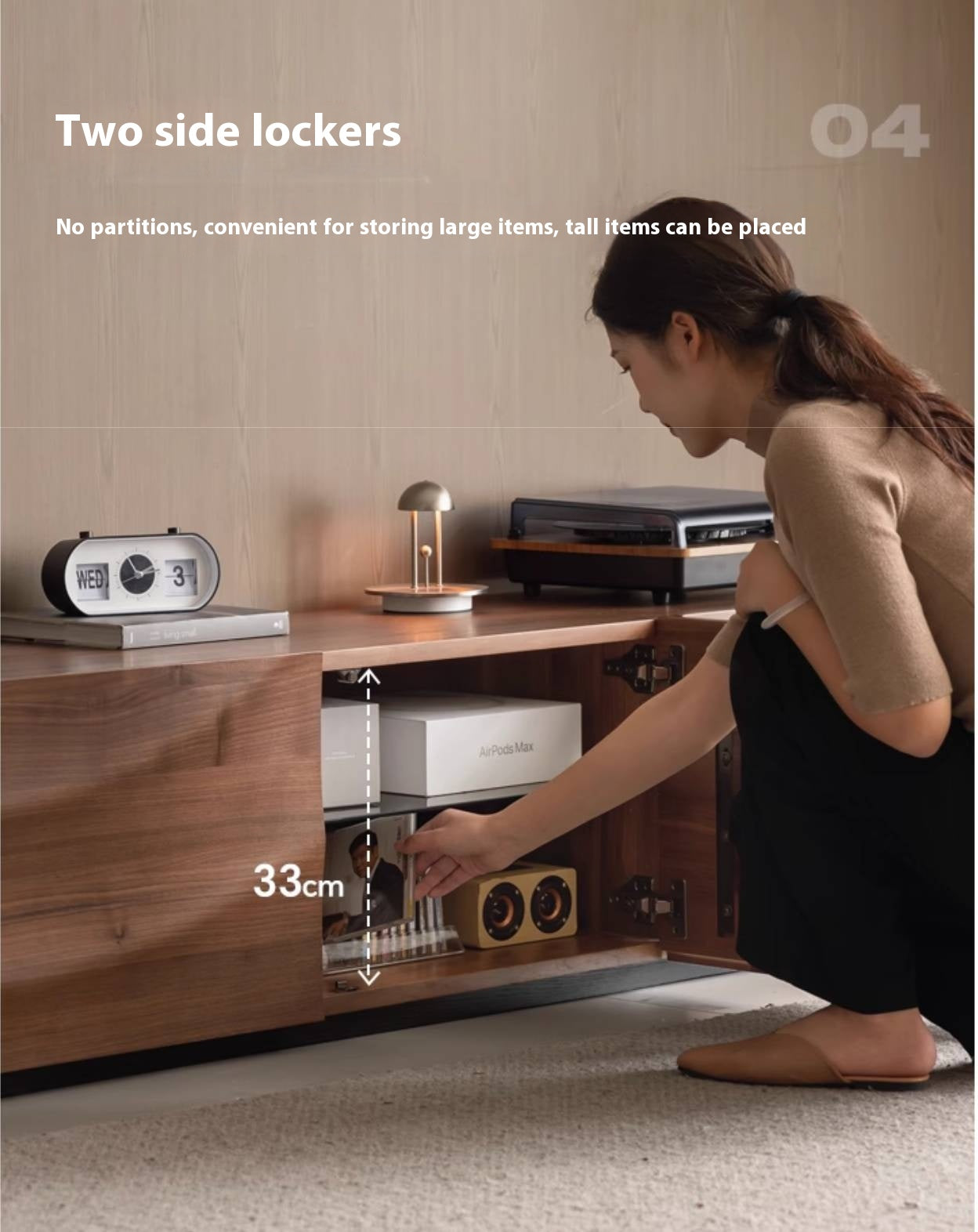 Black Walnut, Sandalwood Italian Light Luxury Style TV Stand