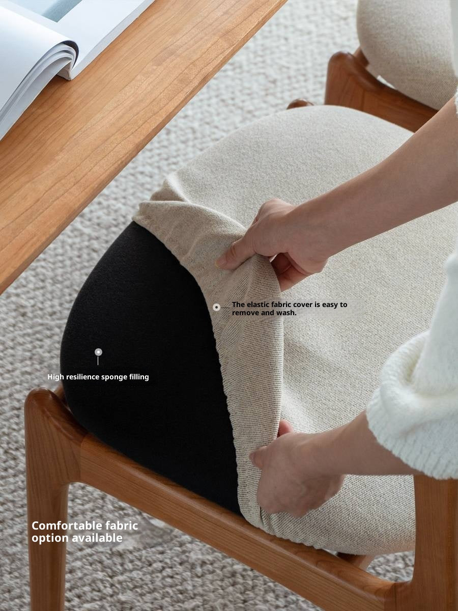 Set 4 pcs Cherry Solid Wood Vintage Dining Chairs Soft Bags Backrests