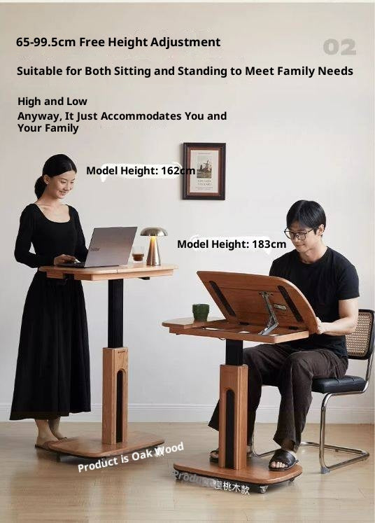 Cherry, Oak Solid Wood Elevating Desk Study Unit Mobile Desk