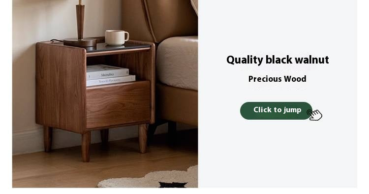 Black Walnut, White Ash, Cherry, Poplar, Tulipwood, Solid Rubberwood Modern Nightstand