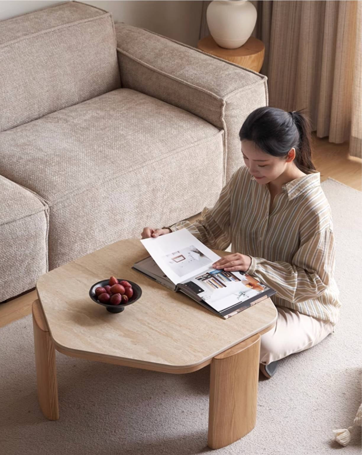 Ash Solid Wood Wabi-Sabi Style Coffee Table