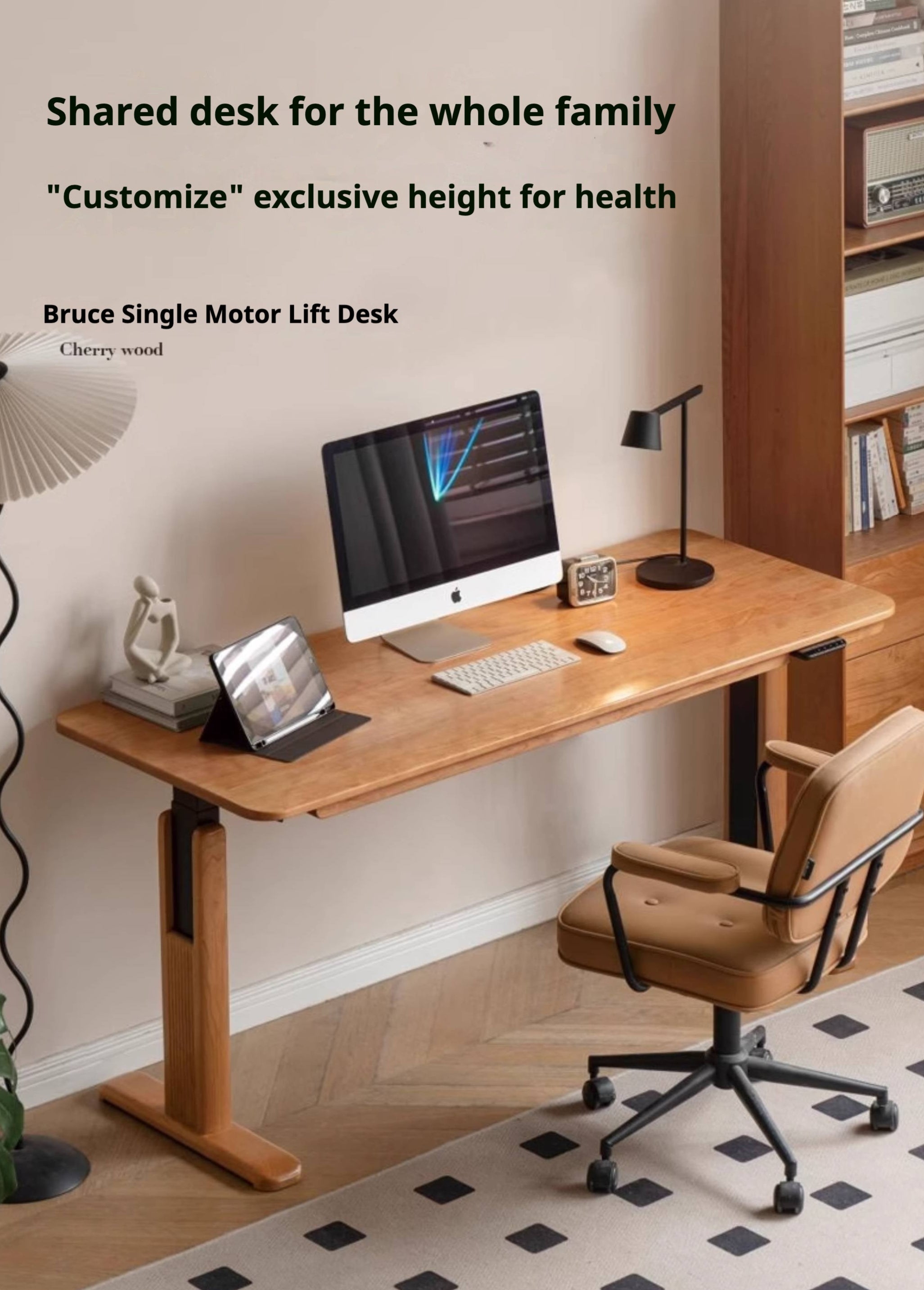 Cherry, Ash Solid Wood Electric Elevating Desk