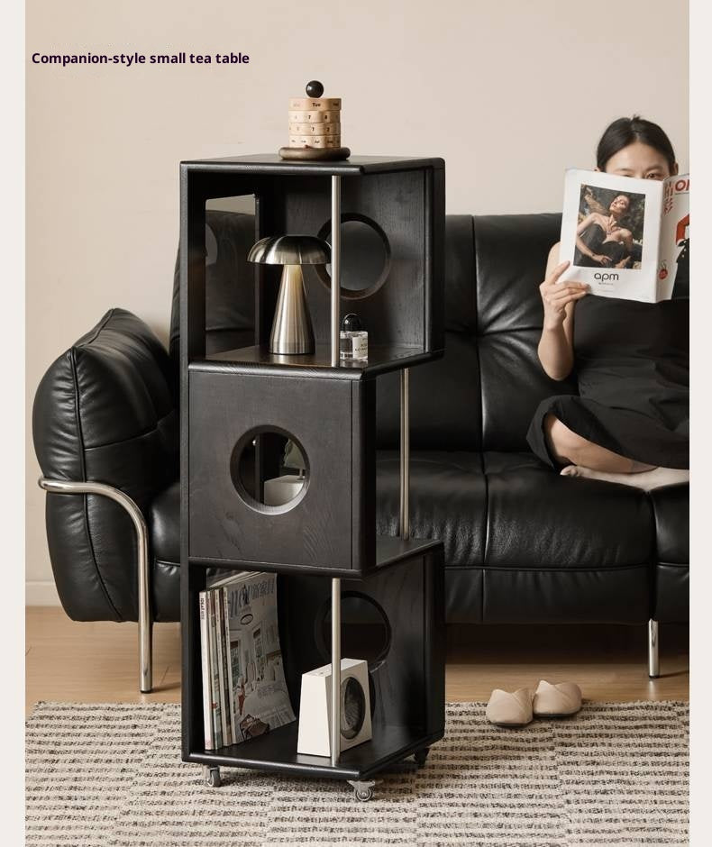 Poplar Solid Wood Vintage Style Mobile Bookshelf