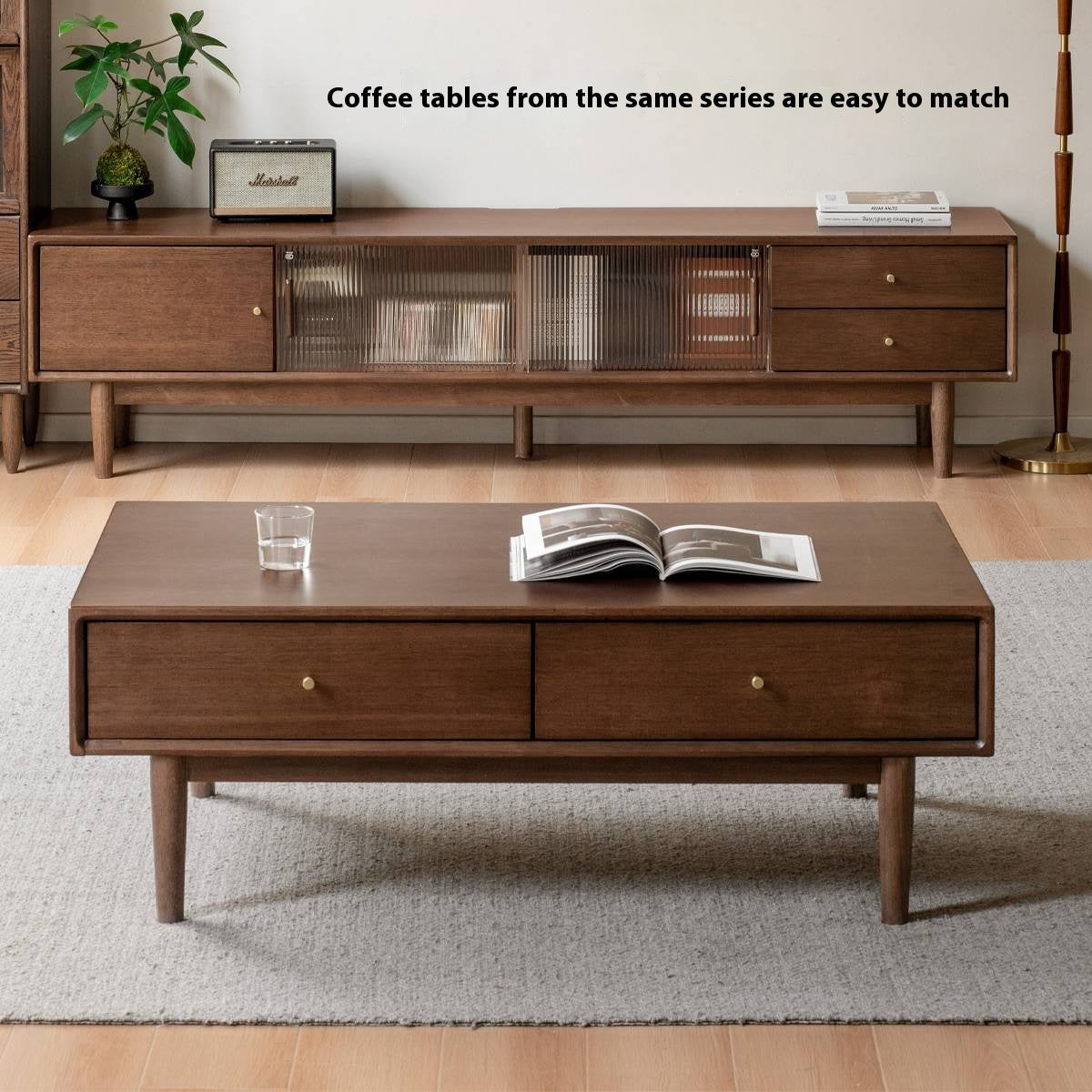 Sandalwood Solid Wood Modern TV Stand