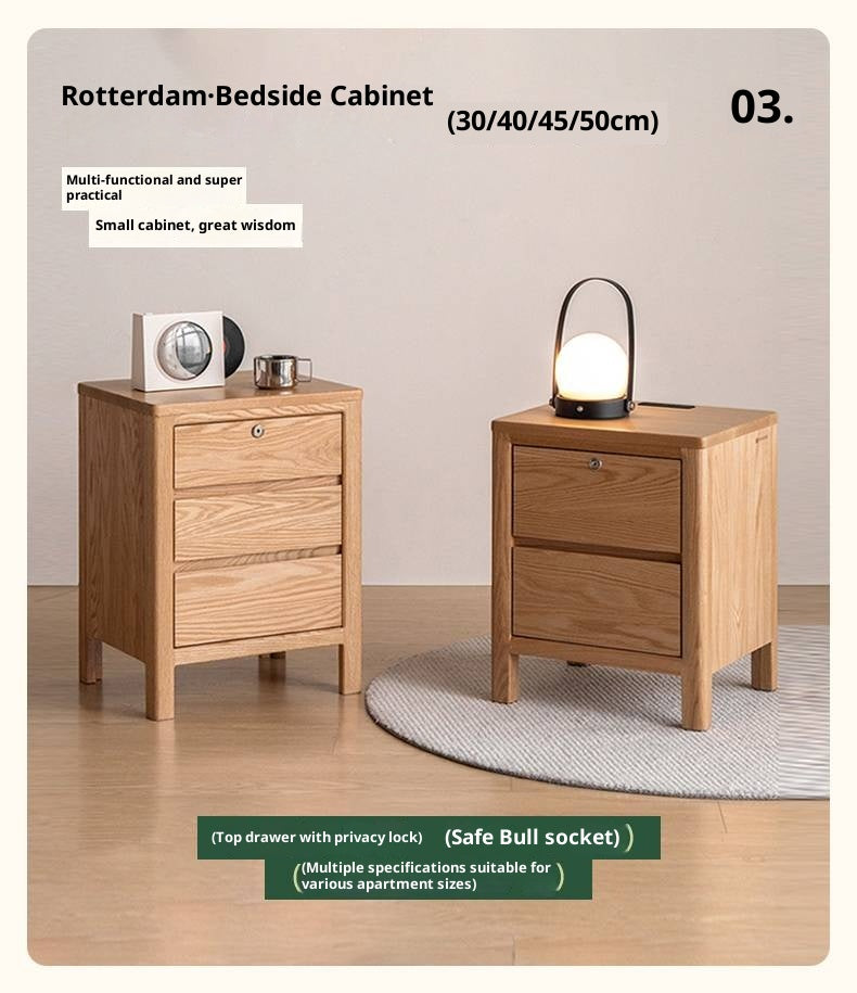 Oak, Ash, Beech Solid Wood Modern Simple Nightstand