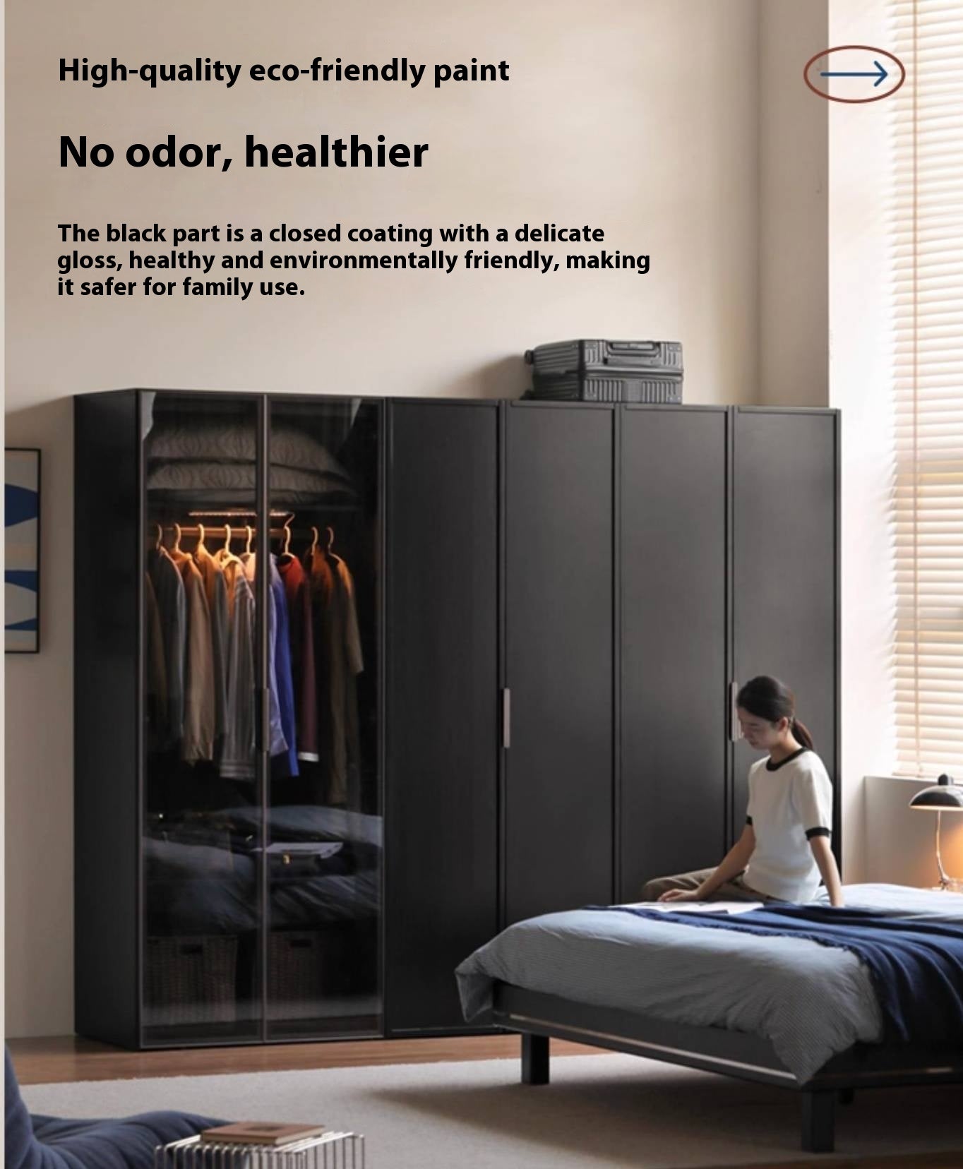 Pine Solid Wood Modern Wardrobe with Light