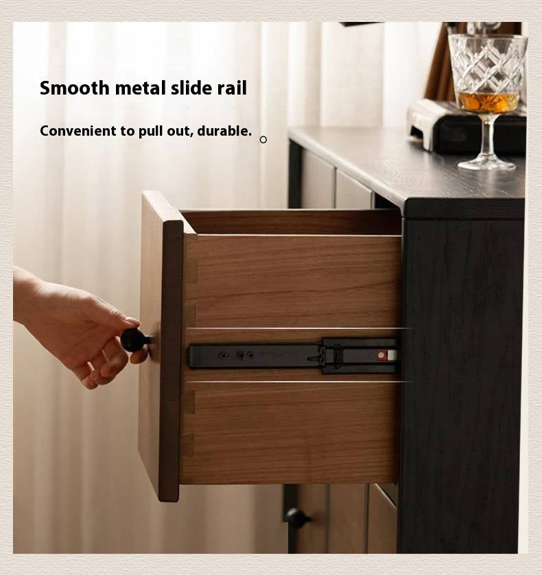 Black Walnut Solid Wood Italian Light Luxury Nine Drawer Drawer Cabinet