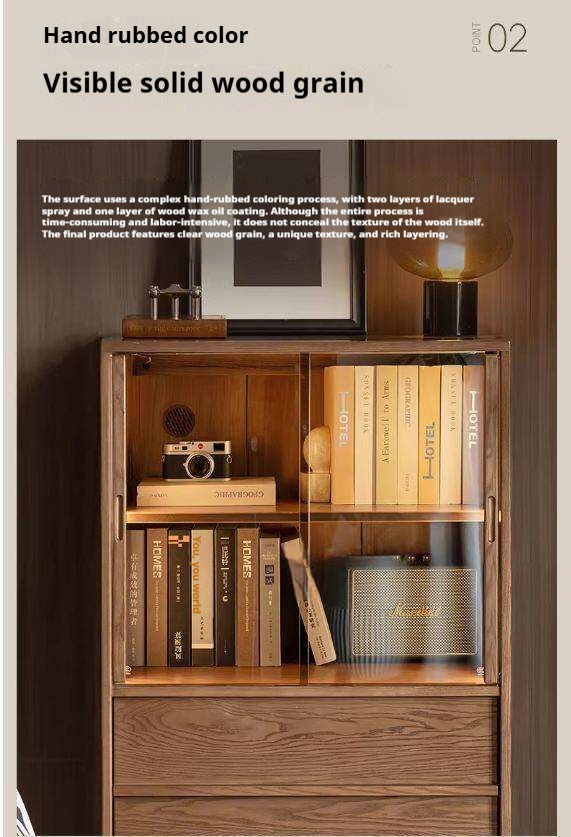 White Ash Solid Wood Side Cabinet with Italian Light Luxury Style