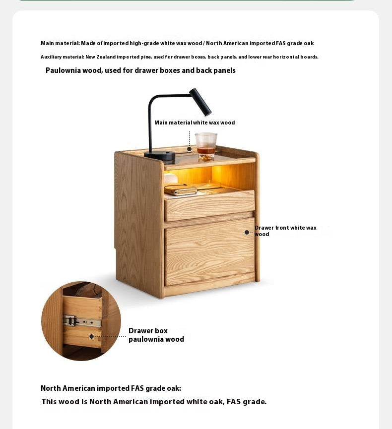 Ash Solid Wood Modern Nightstand