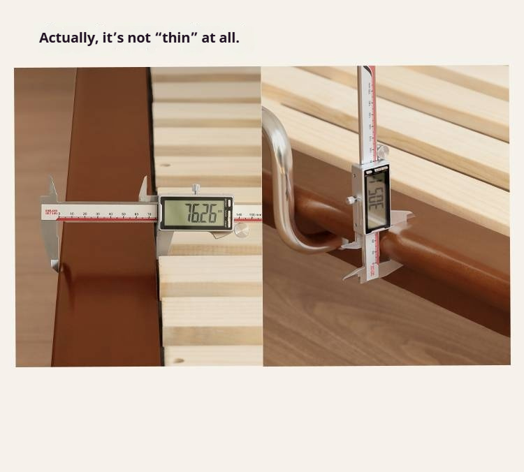 Poplar Solid Wood Platform Bed — No Headboard, Vintage Bauhaus Edge Style