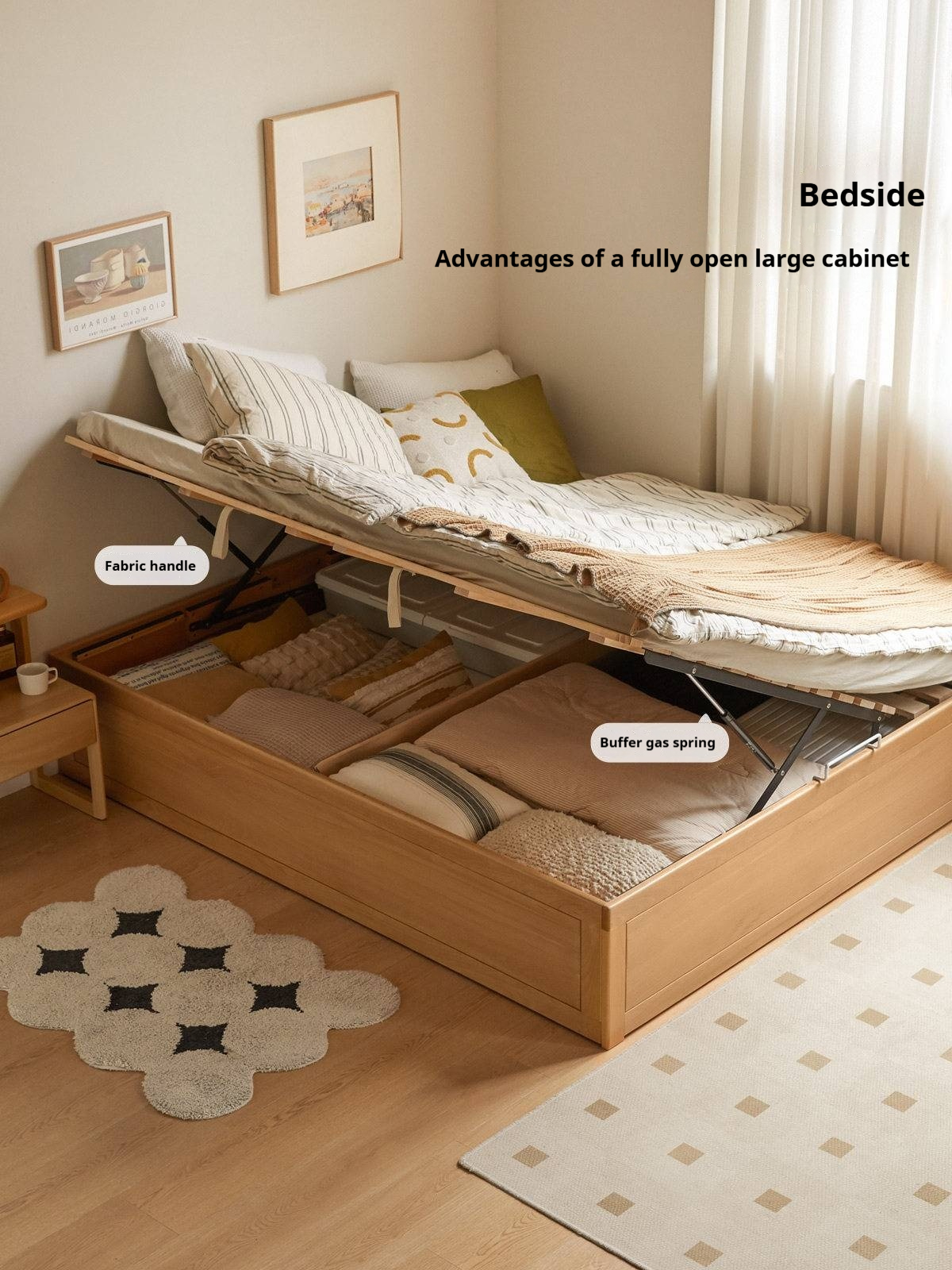 European Beech Solid Wood Platform Box Bed — Headboard-Free, Simple Design