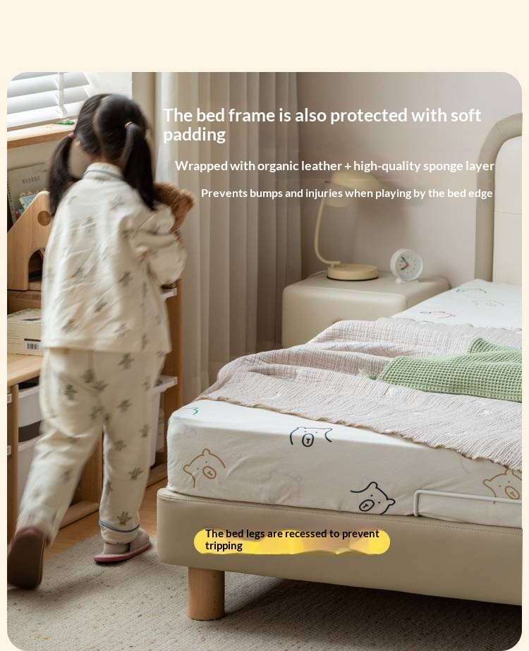 Organic Leather Children's Soft Bag High Headboard Single Bed
