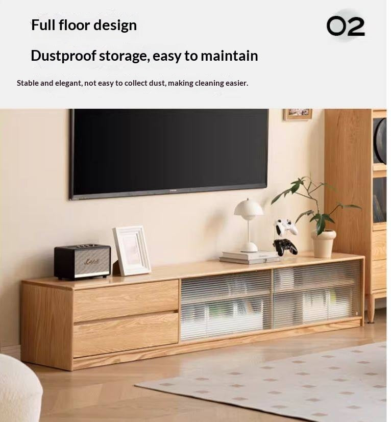 Solid RubberWood, Oak Solid Wood TV Cabinet Floor Combination,