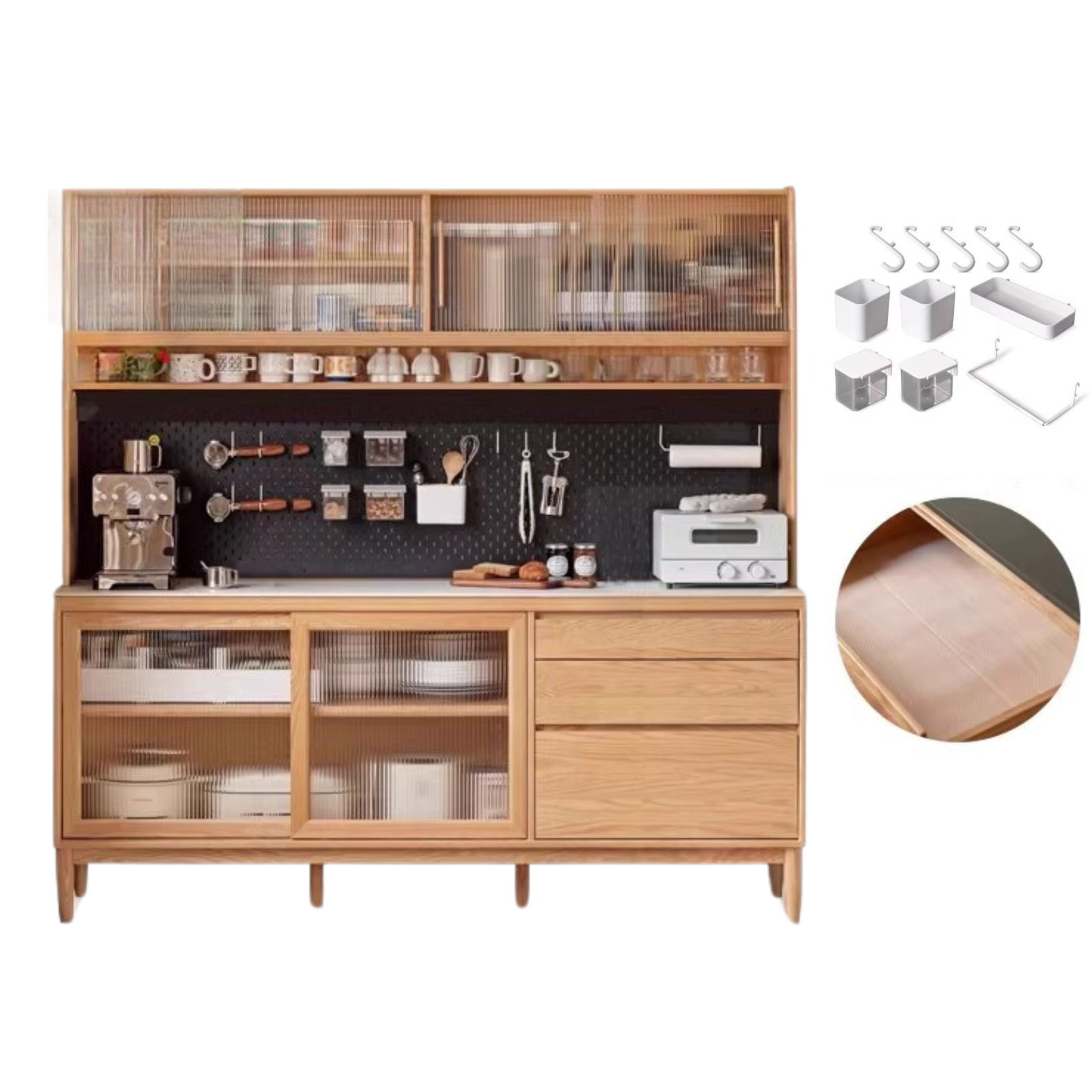 Oak, Ash Solid Wood Large Capacity Storage Sideboard