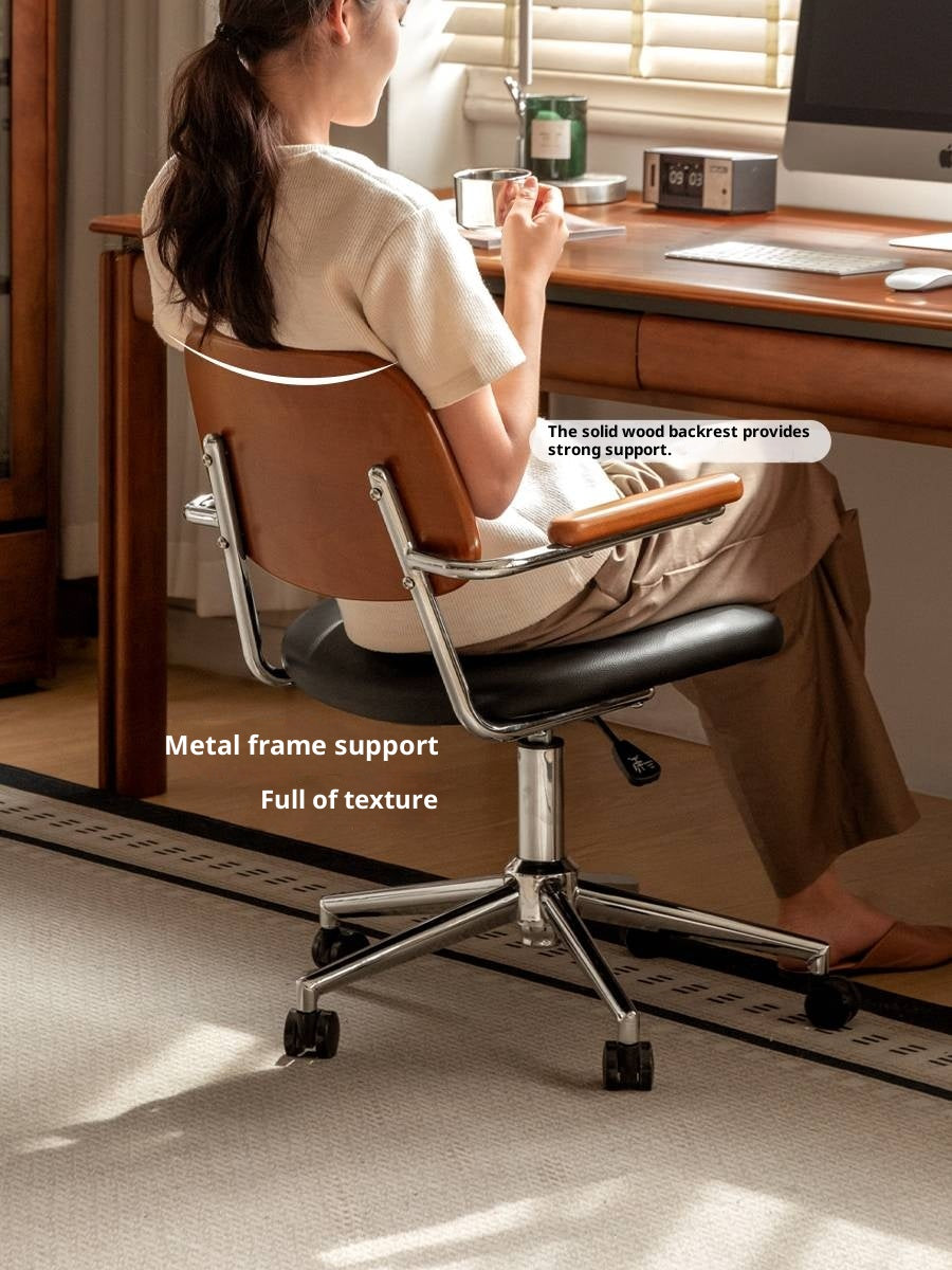 Beech Solid Wood Adjustable Office Chair, Bauhaus Style