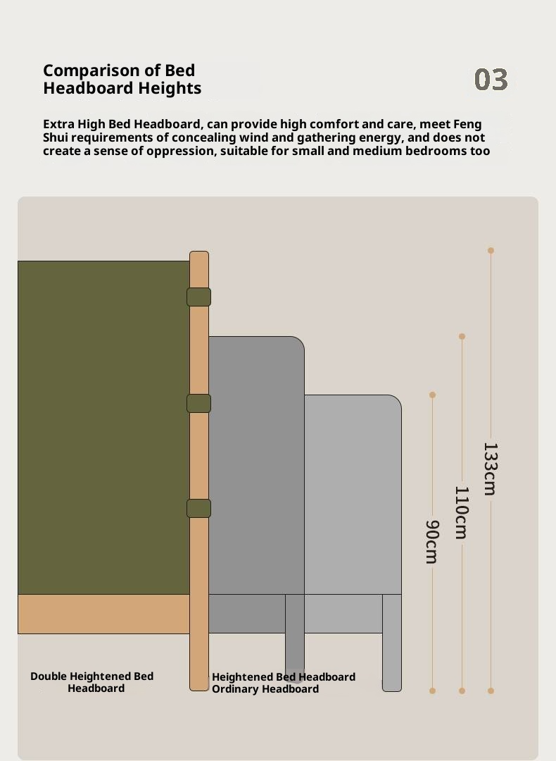 Oak Solid Wood Soft High Backrest Bed Modern Minimalist