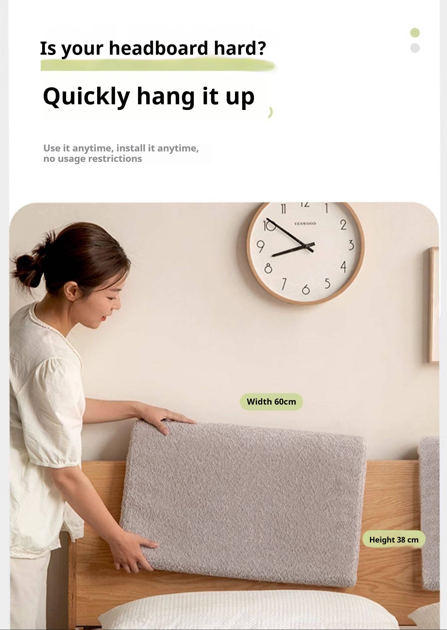 Lambswool Hanging Headboard Pillow in Creamy Style