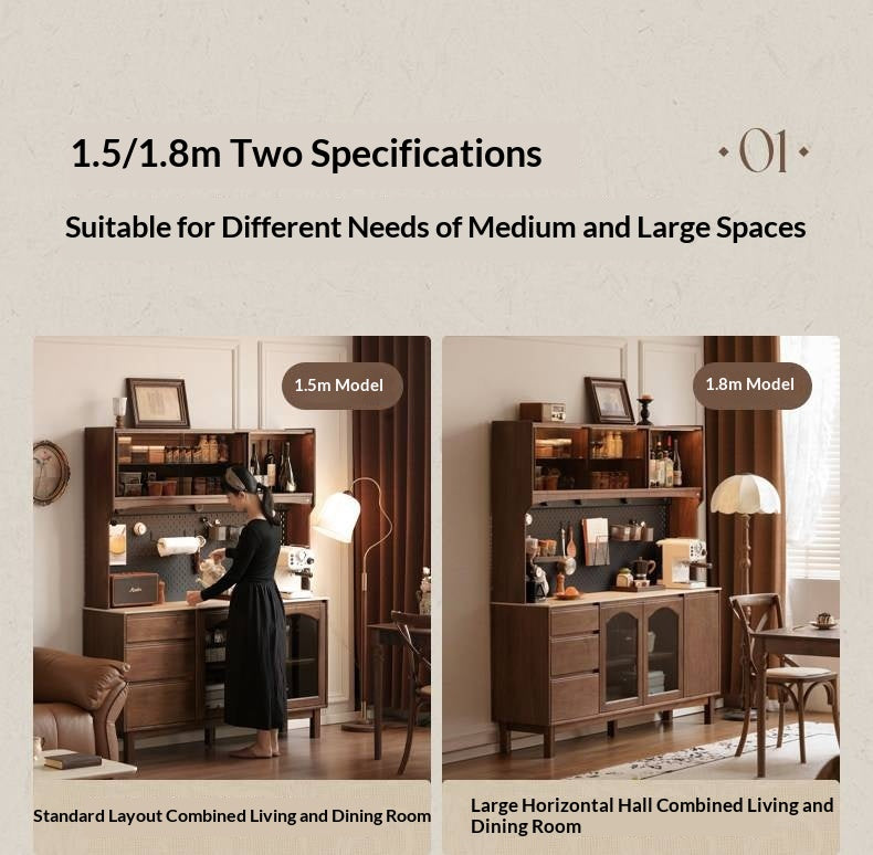 Black Walnut Solid Wood Retro Buffet Cabinet, Sideboard