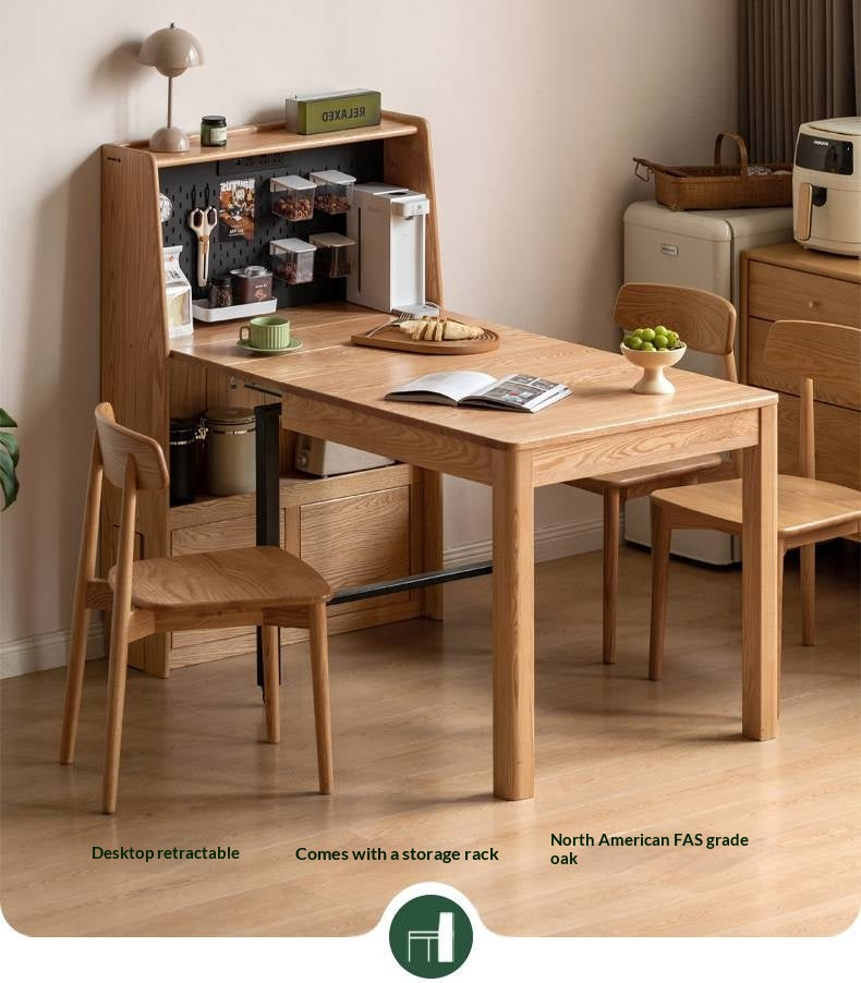 Oak Solid Wood Modern Minimalist Extendable Dining Table