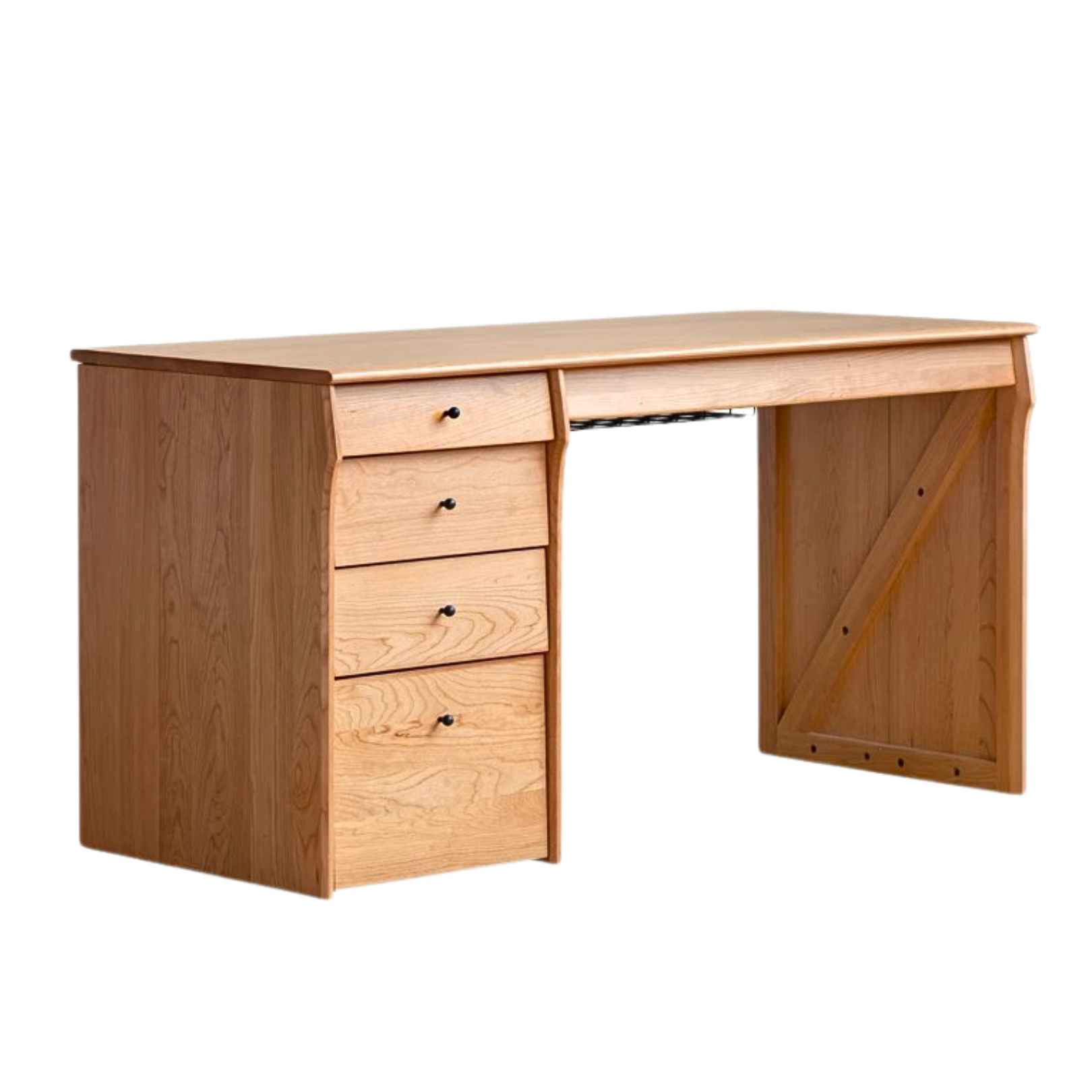 Oak, Cherry Solid Wood Desk Bookshelf Integrated Warm Light