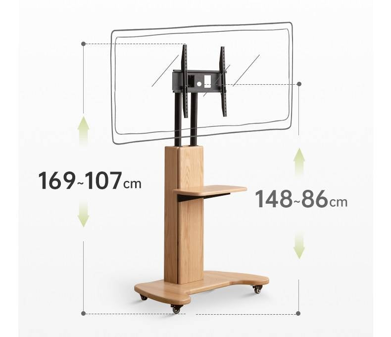 Oak Solid Wood TV Stand, Mobile Floor to Floor TV Cabinet.