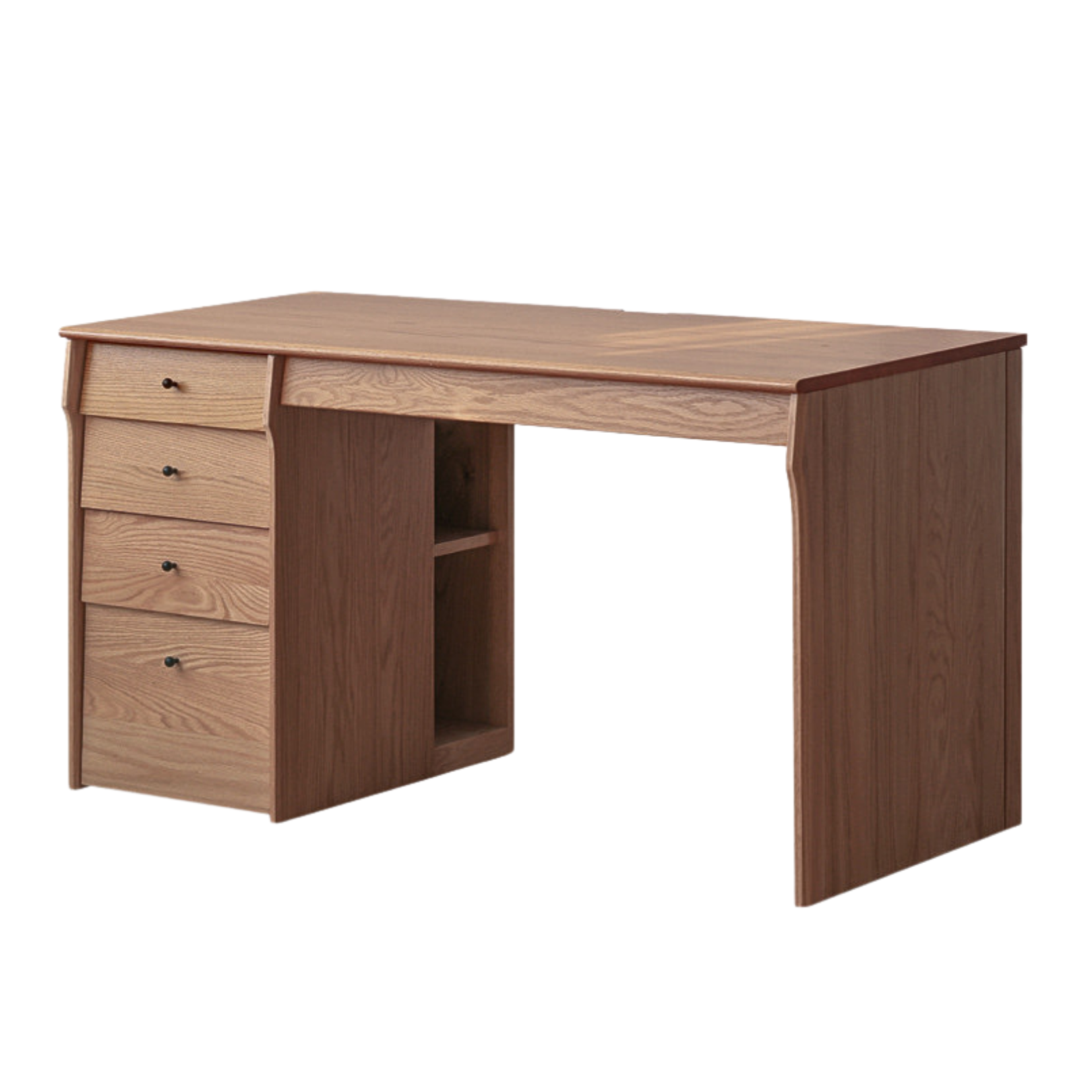 Oak, Cherry Solid Wood Desk Bookshelf Integrated Warm Light