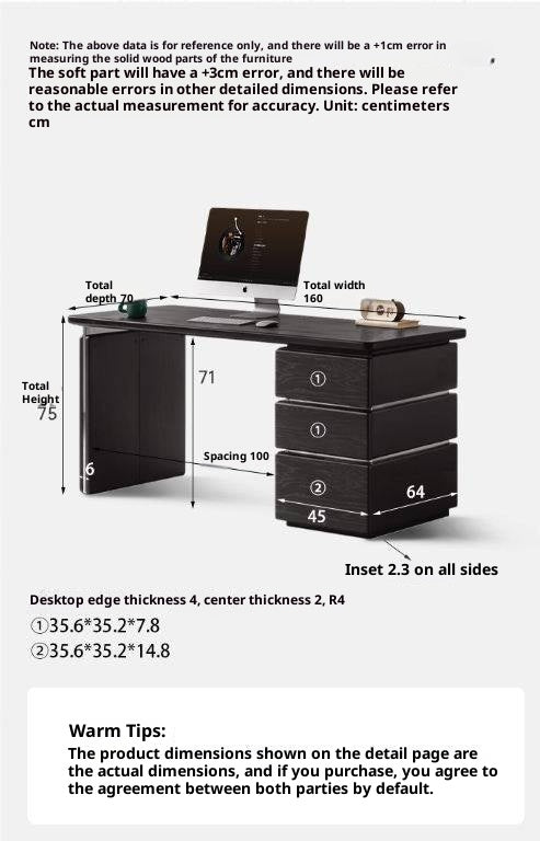 Oak Solid Wood Bauhaus Style Computer Desk