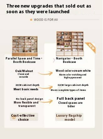 Oak Solid Wood Cream Style Study Bookcase