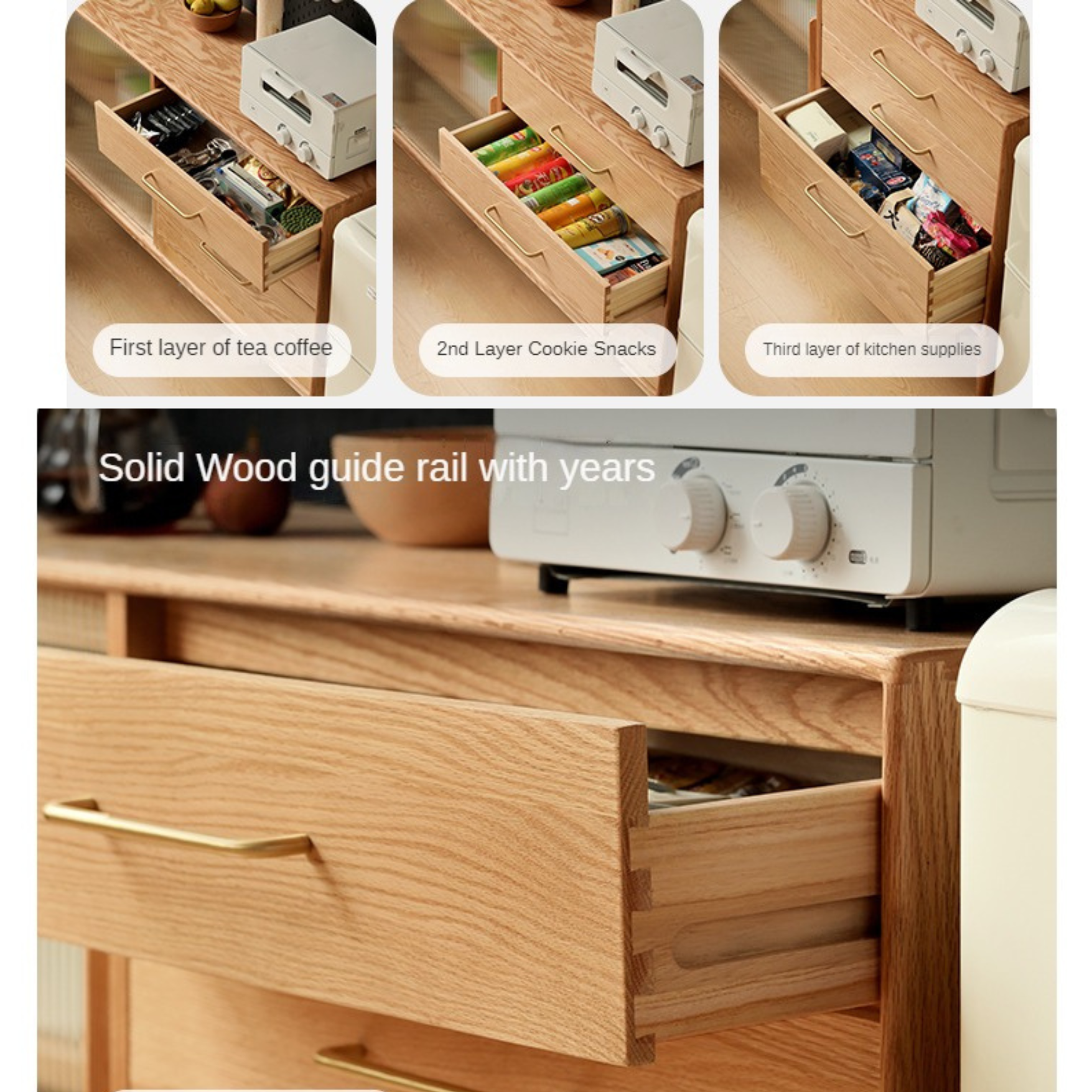 Oak Solid Wood Modern Multifunctional Sideboard
