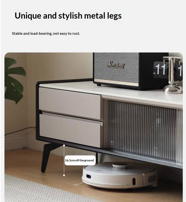 Tulipwood Solid Wood Light Luxury Rock Slab Double Drawer TV Cabinet