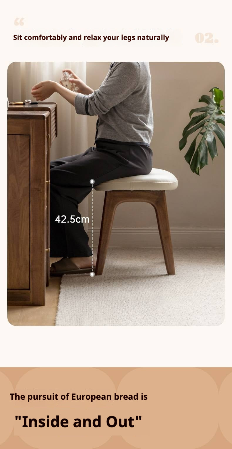 Ash, Black Walnut, Oak Solid Wood, Solid Longan Hardwood Makeup Stool
