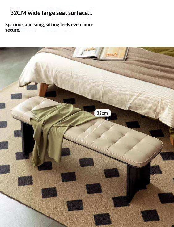 Black Walnut, Ash, Oak Solid Wood Luxury First-Layer Yellow Cowhide Seat Bench