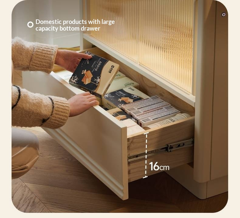 Solid Rubberwood Cream-Style Extendable White Slab Island