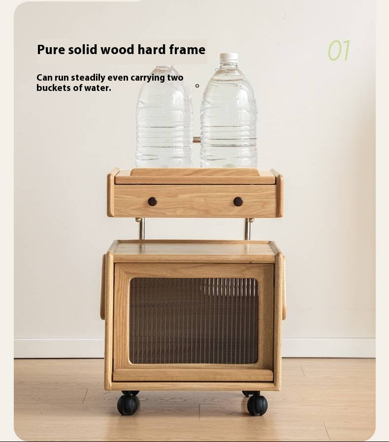 Ash Solid Wood Modern Style Mobile Side Table