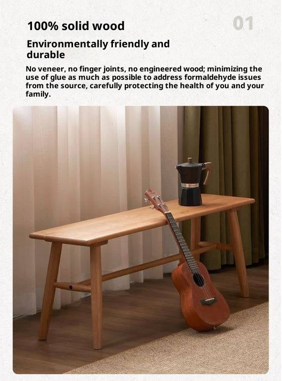 Cherry Solid Wood Bedside Long Bench