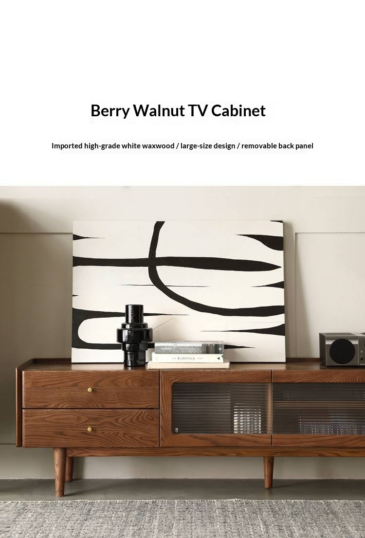 Ash Solid Wood TV Cabinet Minimalist Rock Plate