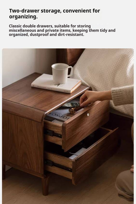 Black Walnut, Sandalwood Solid Wood Lockable Nightstand