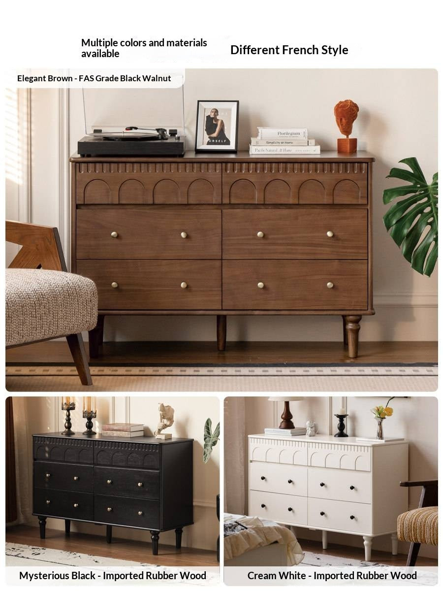 Cherry Solid Wood French Retro Bucket Cabinet