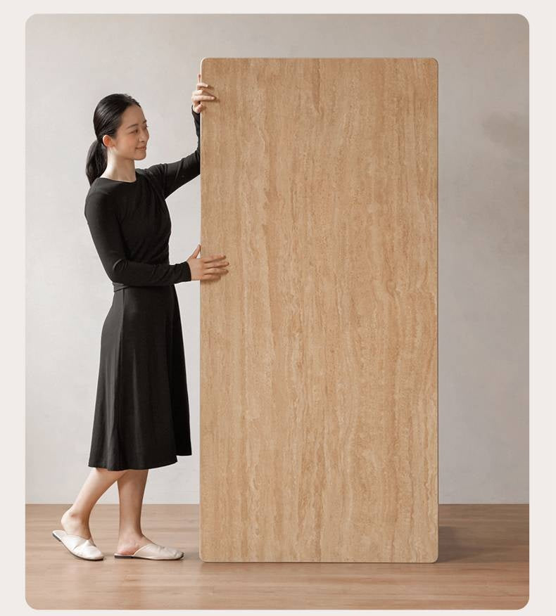 Black Walnut Solid Wood Vintage Travertine Slab Dining Table