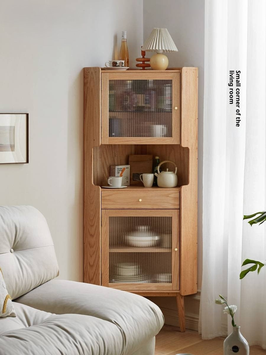 Oak Solid Wood Corner Nordic Storage Cabinet